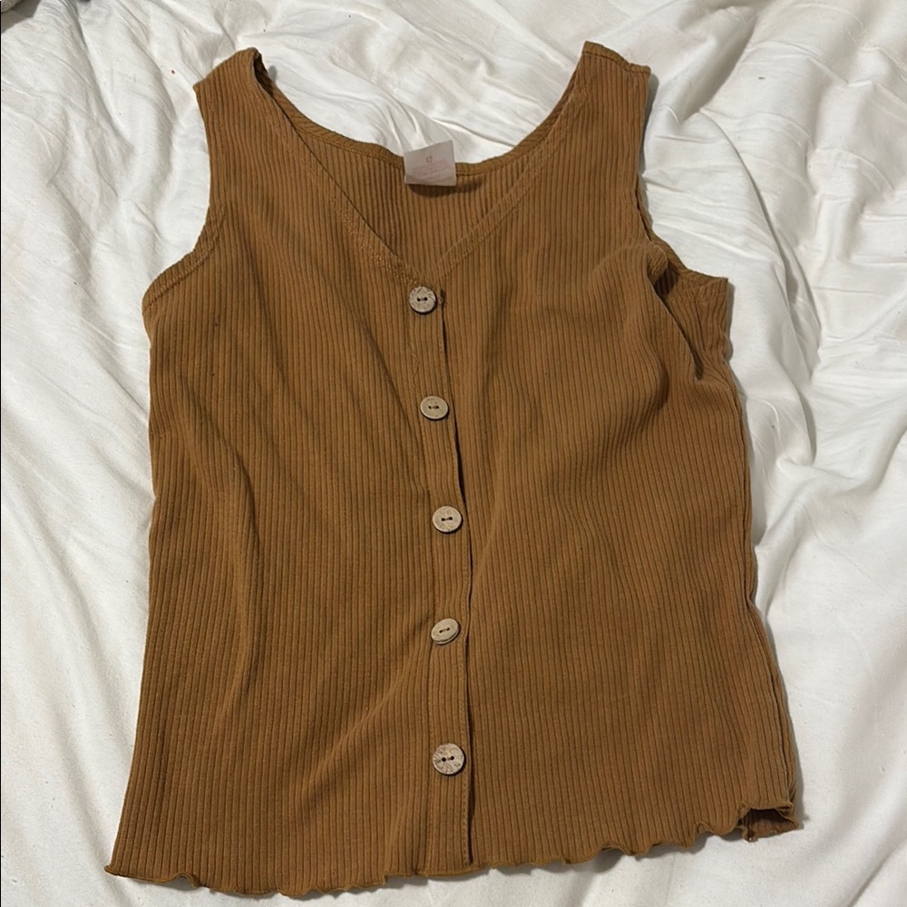 No Boundaries Brown Ribbed Sleeveless Tank Top